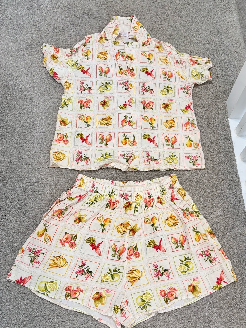 Resort Collection by Label of Love  Floral Rayon Shorts in Cream